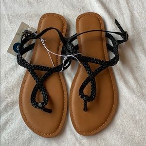 Anabel Braided Thong Ankle Strap Sandals
